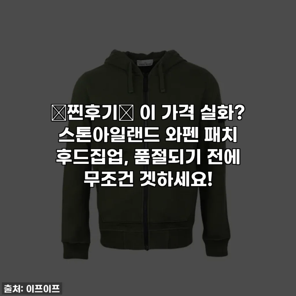 ✨찐후기✨ 이 가격 실화? 스톤아일랜드 와펜 패치 후드집업, 품절되기 전에 무조건 겟하세요!