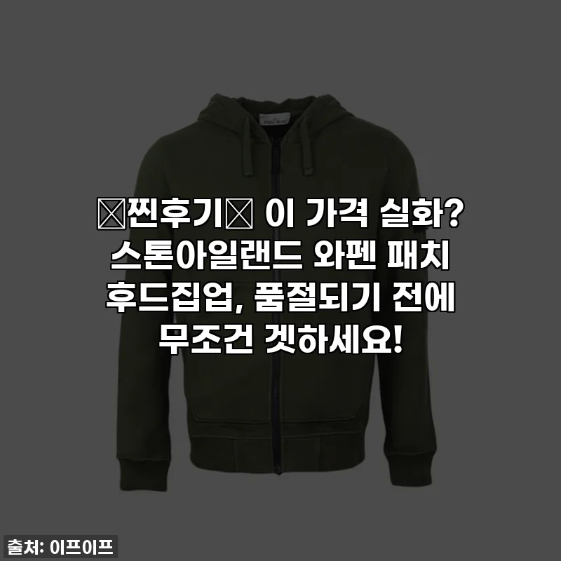 ✨찐후기✨ 이 가격 실화? 스톤아일랜드 와펜 패치 후드집업, 품절되기 전에 무조건 겟하세요!