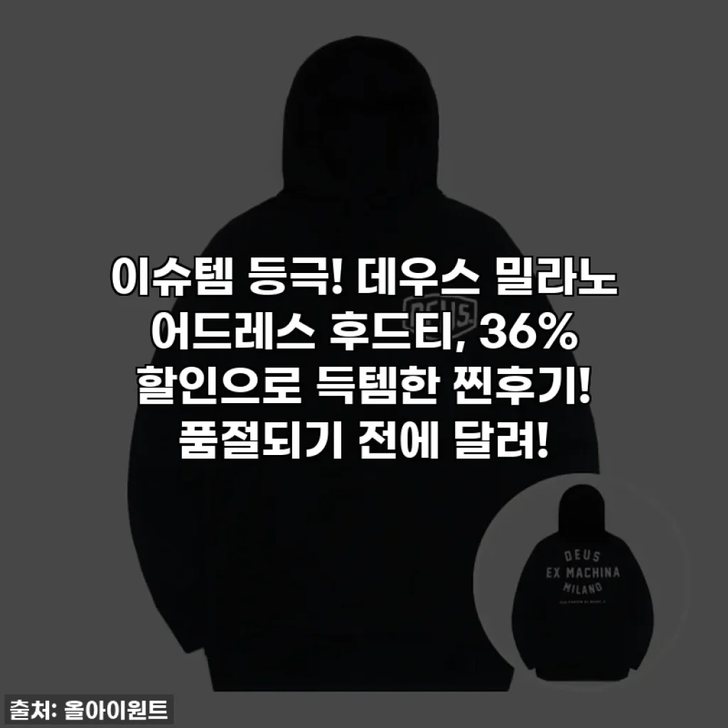 이슈템 등극! 데우스 밀라노 어드레스 후드티, 36% 할인으로 득템한 찐후기! 품절되기 전에 달려!