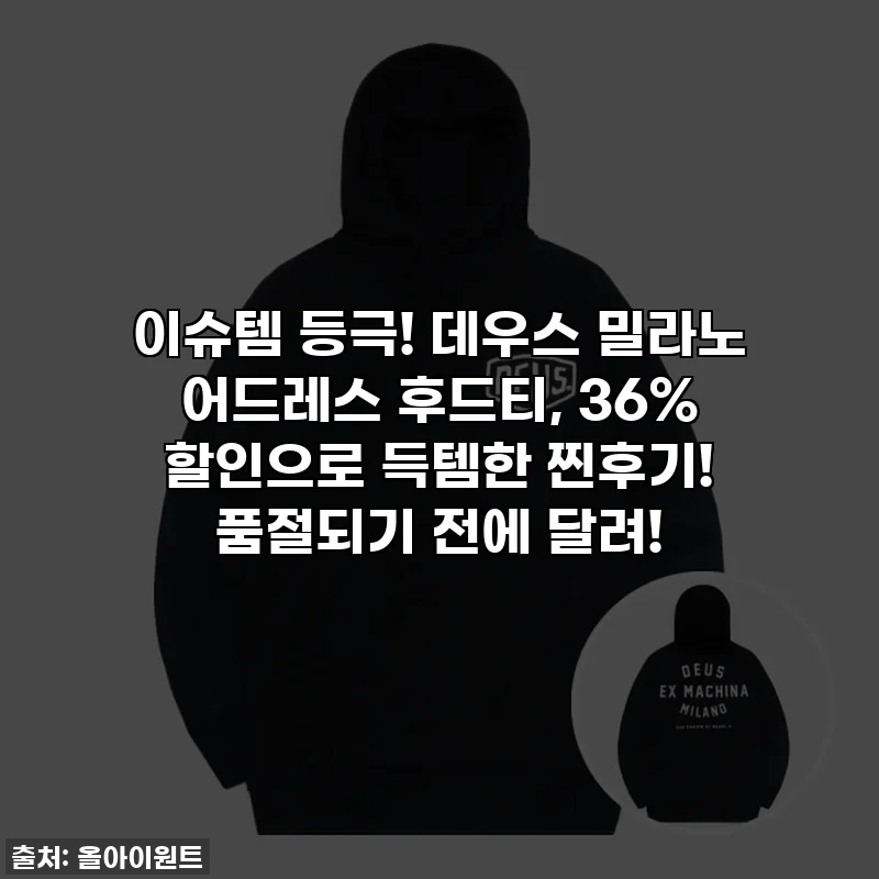 이슈템 등극! 데우스 밀라노 어드레스 후드티, 36% 할인으로 득템한 찐후기! 품절되기 전에 달려!