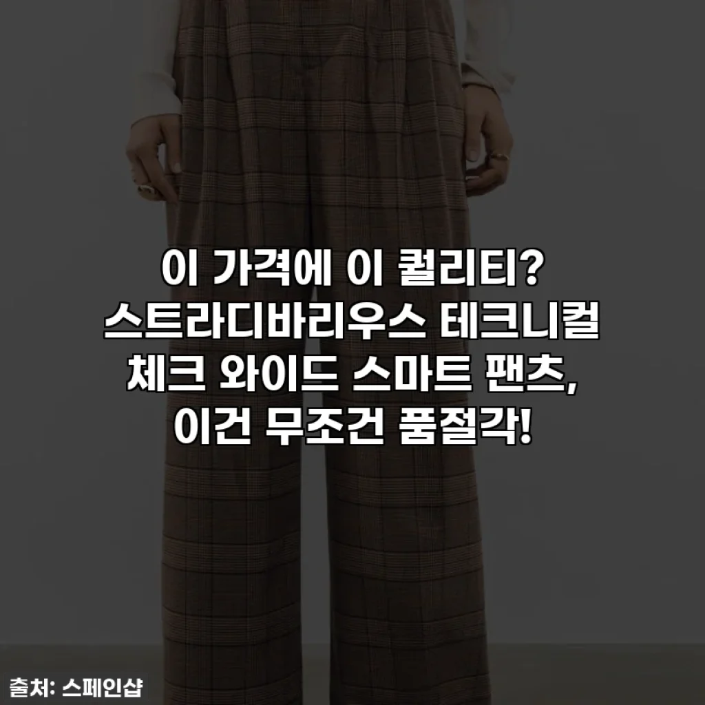 이 가격에 이 퀄리티? 스트라디바리우스 테크니컬 체크 와이드 스마트 팬츠, 이건 무조건 품절각!