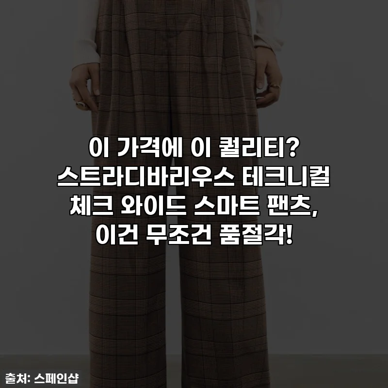 이 가격에 이 퀄리티? 스트라디바리우스 테크니컬 체크 와이드 스마트 팬츠, 이건 무조건 품절각!
