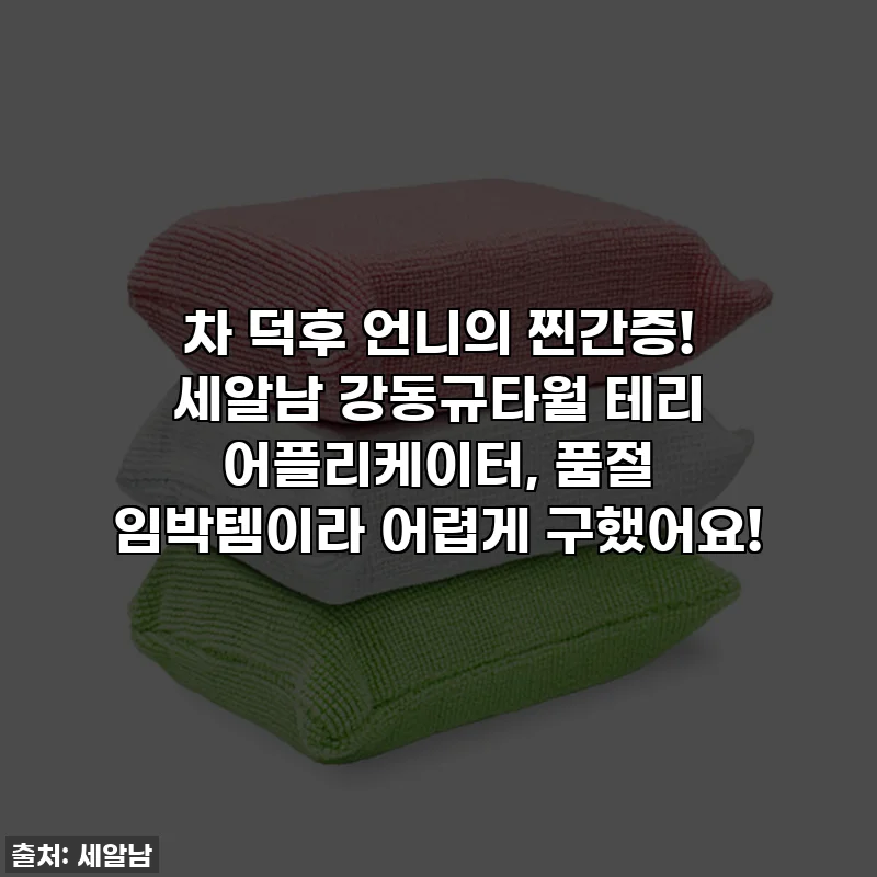 차 덕후 언니의 찐간증! 세알남 강동규타월 테리 어플리케이터, 품절 임박템이라 어렵게 구했어요!