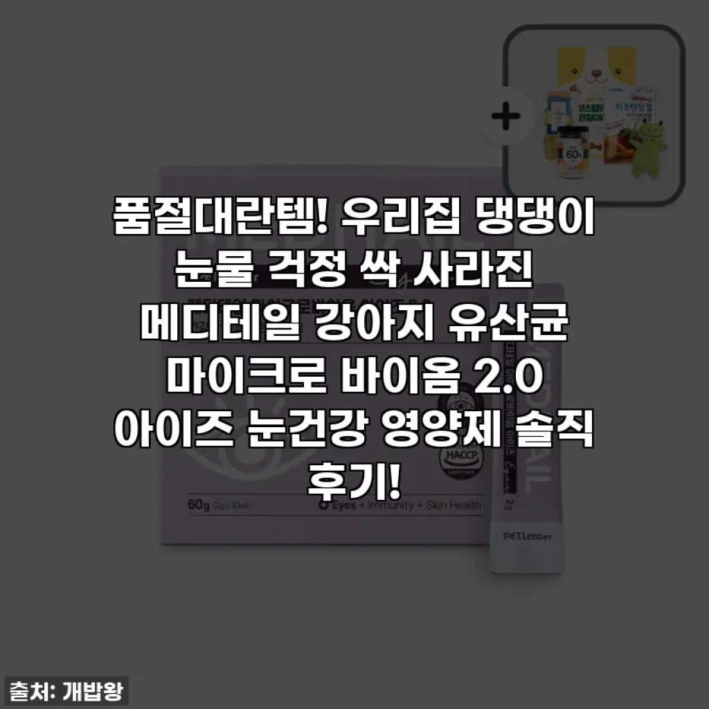 품절대란템! 우리집 댕댕이 눈물 걱정 싹 사라진 메디테일 강아지 유산균 마이크로 바이옴 2.0 아이즈 눈건강 영양제 솔직 후기!