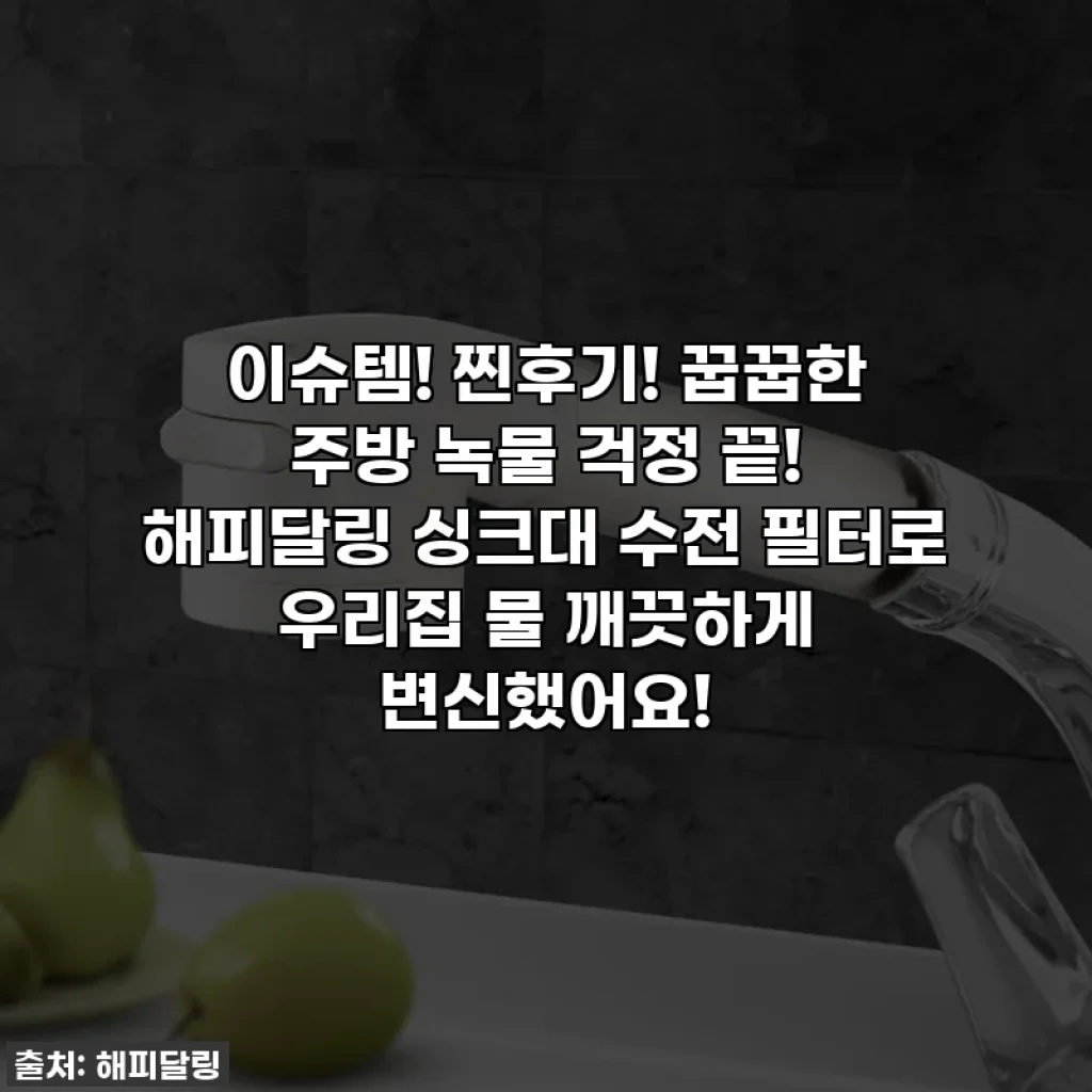 이슈템! 찐후기! 꿉꿉한 주방 녹물 걱정 끝! 해피달링 싱크대 수전 필터로 우리집 물 깨끗하게 변신했어요!
