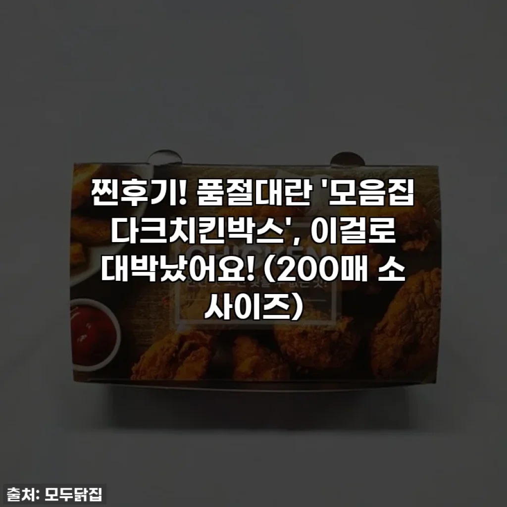 찐후기! 품절대란 '모음집 다크치킨박스', 이걸로 대박났어요! (200매 소 사이즈)