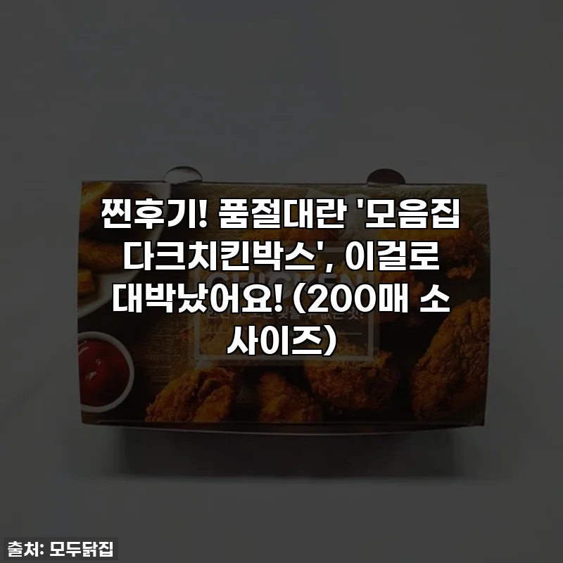 찐후기! 품절대란 '모음집 다크치킨박스', 이걸로 대박났어요! (200매 소 사이즈)