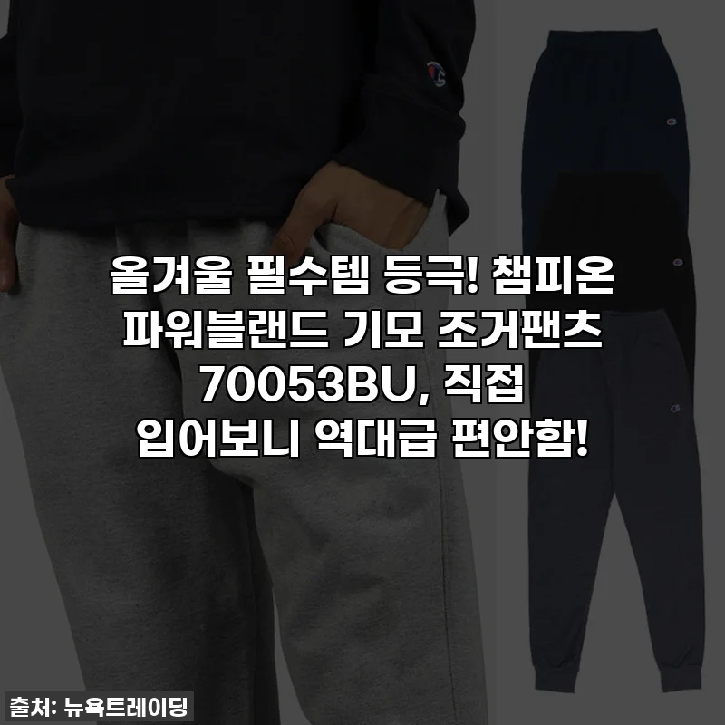 올겨울 필수템 등극! 챔피온 파워블랜드 기모 조거팬츠 70053BU, 직접 입어보니 역대급 편안함!