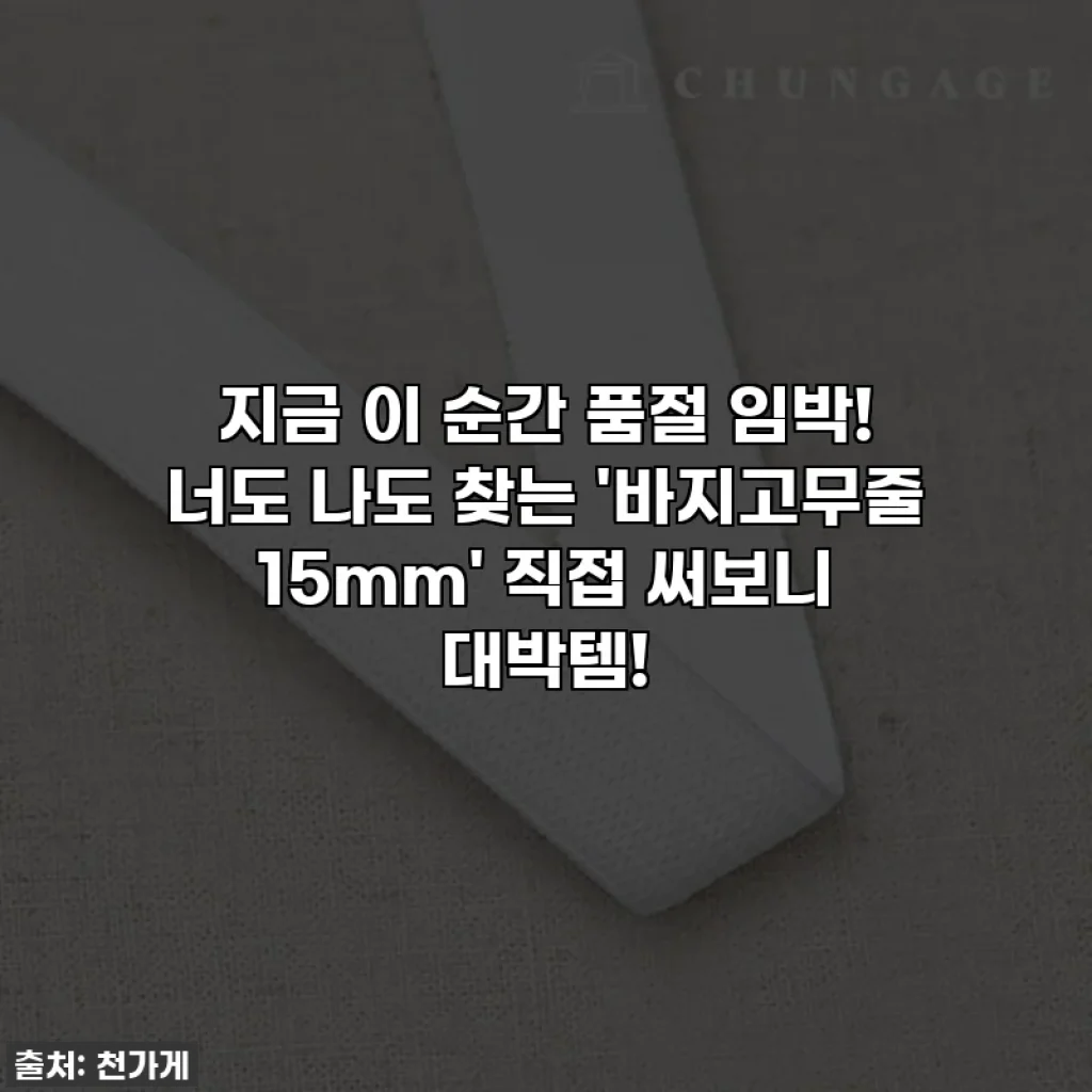 지금 이 순간 품절 임박! 너도 나도 찾는 '바지고무줄 15mm' 직접 써보니 대박템!