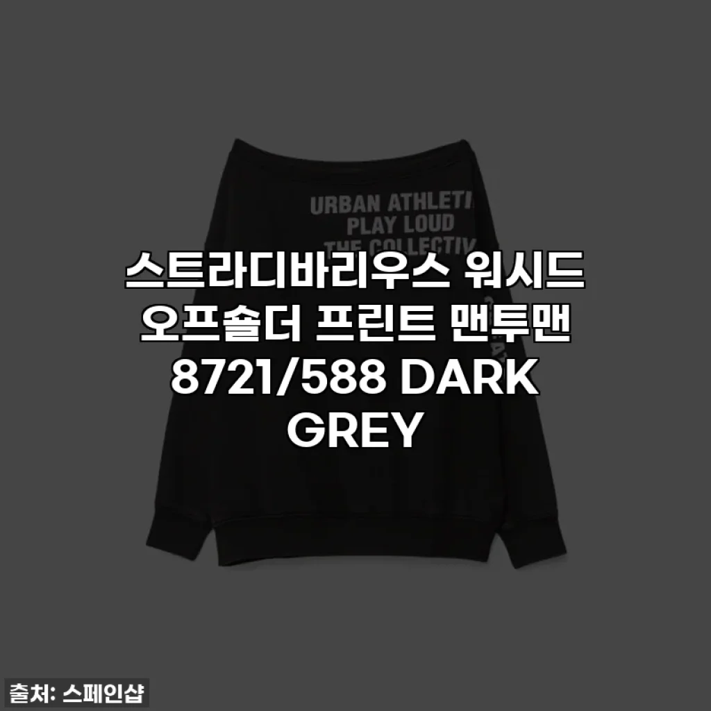 스트라디바리우스 워시드 오프숄더 프린트 맨투맨 8721/588 DARK GREY