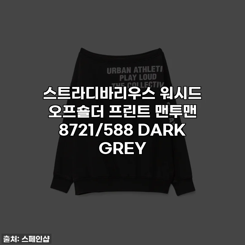 스트라디바리우스 워시드 오프숄더 프린트 맨투맨 8721/588 DARK GREY