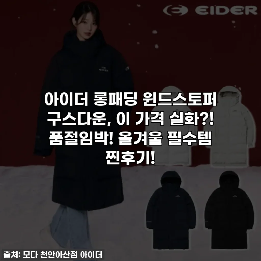 아이더 롱패딩 윈드스토퍼 구스다운, 이 가격 실화?! 품절임박! 올겨울 필수템 찐후기!