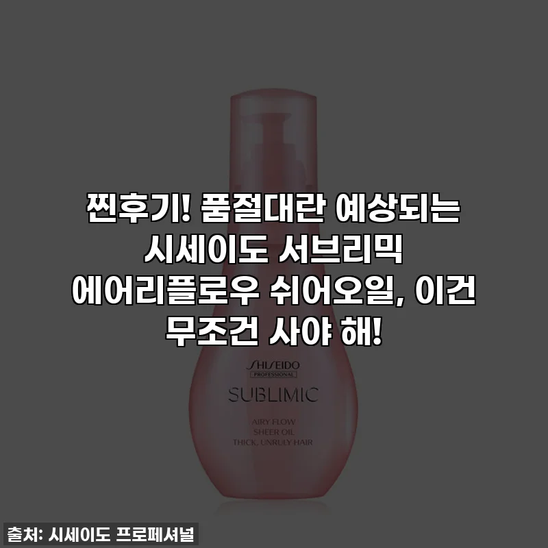 찐후기! 품절대란 예상되는 시세이도 서브리믹 에어리플로우 쉬어오일, 이건 무조건 사야 해!