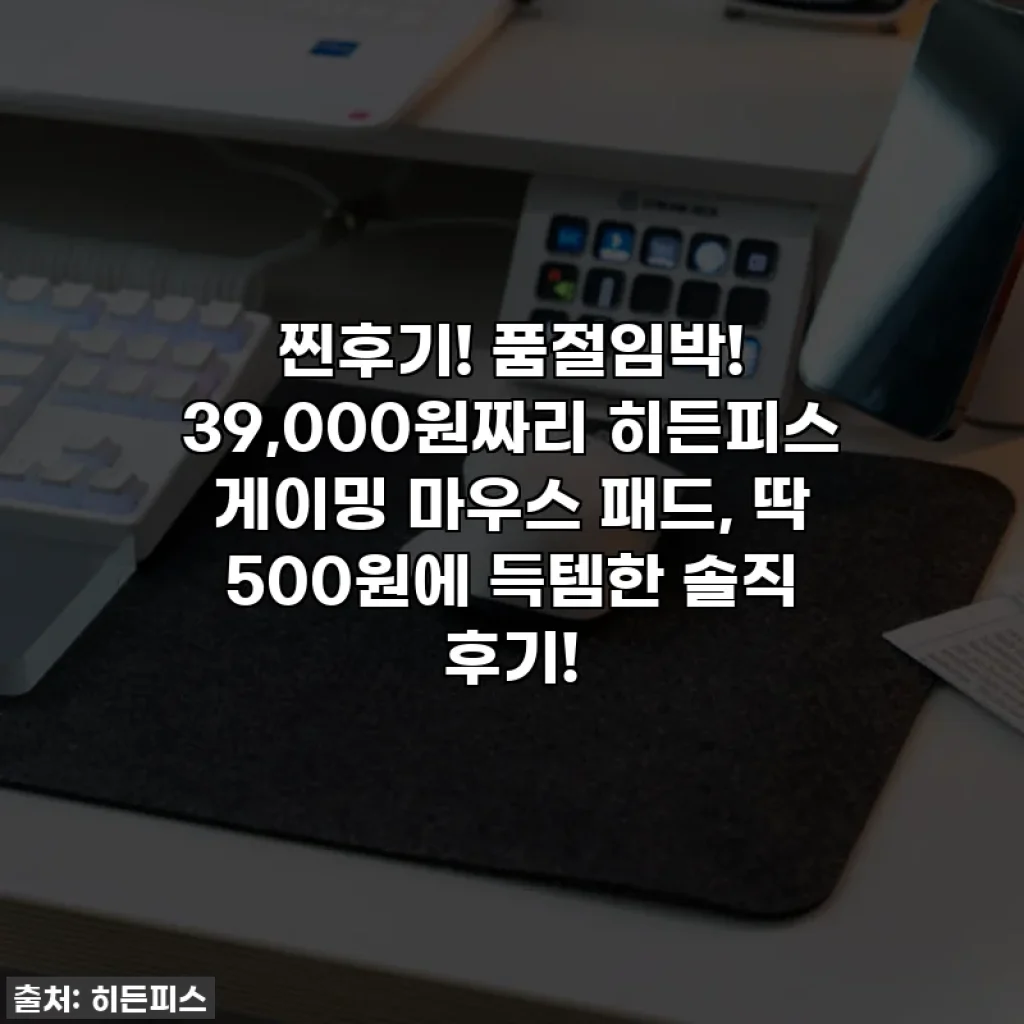 찐후기! 품절임박! 39,000원짜리 히든피스 게이밍 마우스 패드, 딱 500원에 득템한 솔직 후기!
