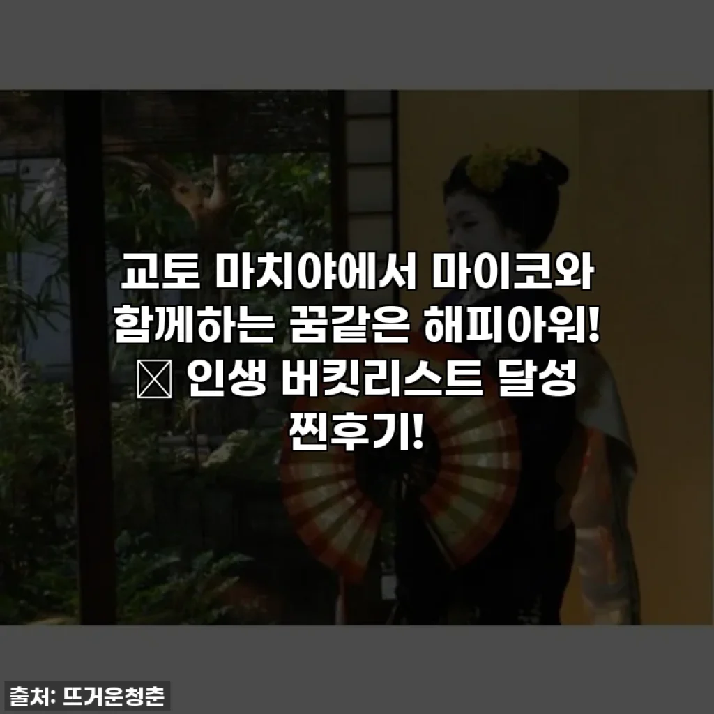 교토 마치야에서 마이코와 함께하는 꿈같은 해피아워! ✨ 인생 버킷리스트 달성 찐후기!