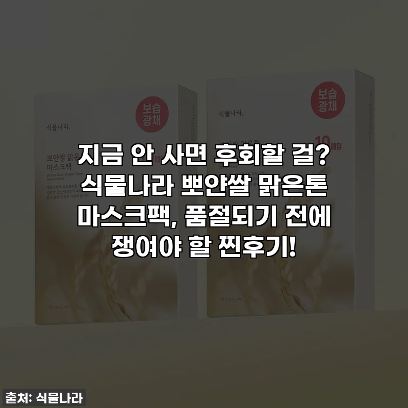 지금 안 사면 후회할 걸? 식물나라 뽀얀쌀 맑은톤 마스크팩, 품절되기 전에 쟁여야 할 찐후기!