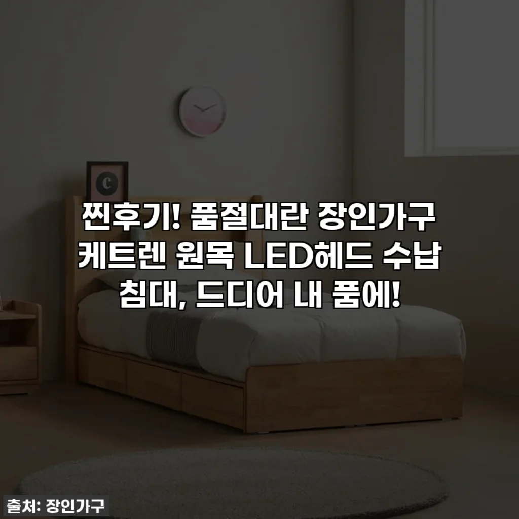 찐후기! 품절대란 장인가구 케트렌 원목 LED헤드 수납 침대, 드디어 내 품에!