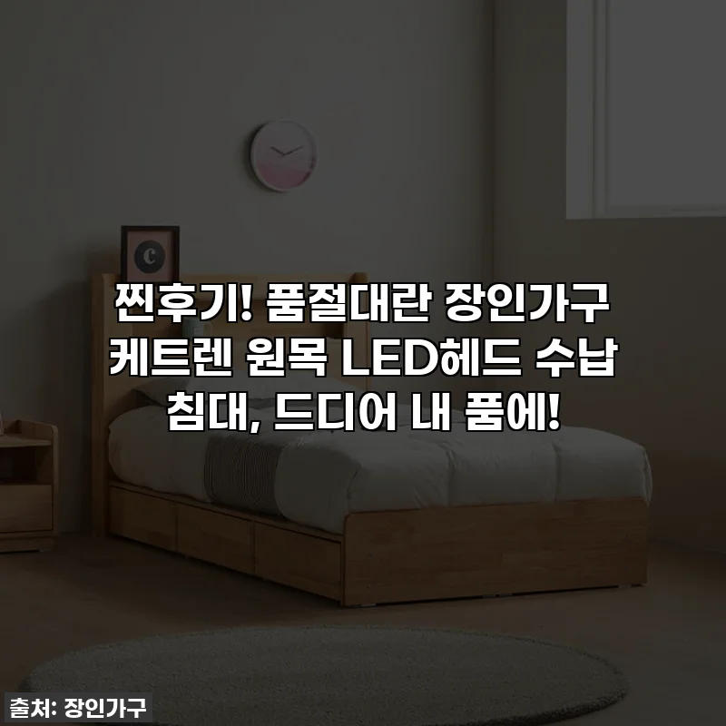 찐후기! 품절대란 장인가구 케트렌 원목 LED헤드 수납 침대, 드디어 내 품에!