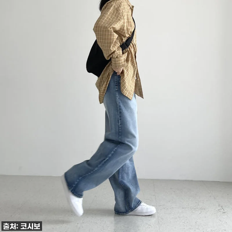 여성와이드청바지 하이웨스트 중청데님 관련 이미지 5