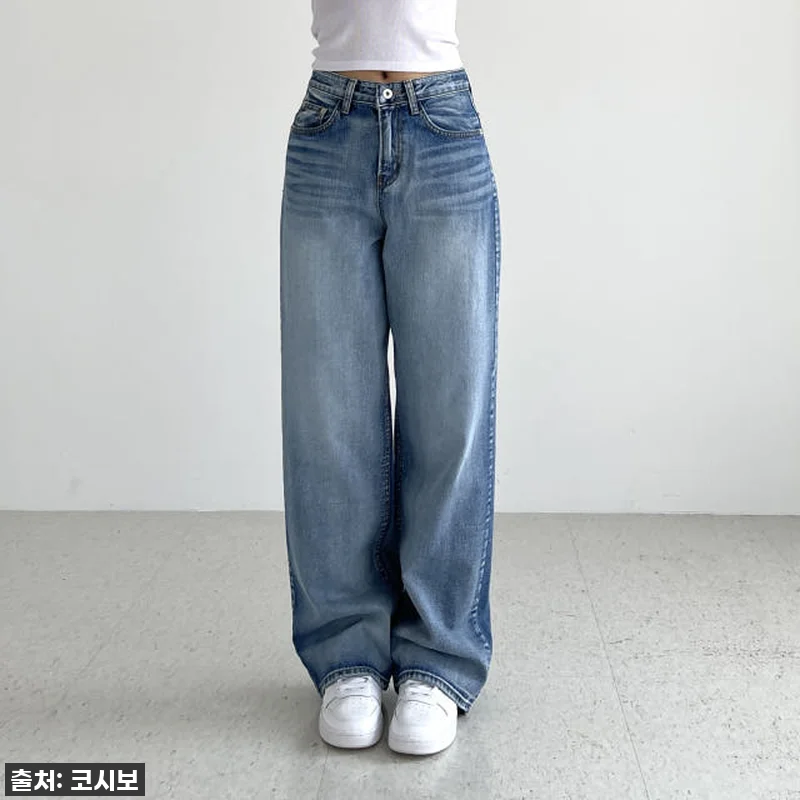 여성와이드청바지 하이웨스트 중청데님 관련 이미지 6