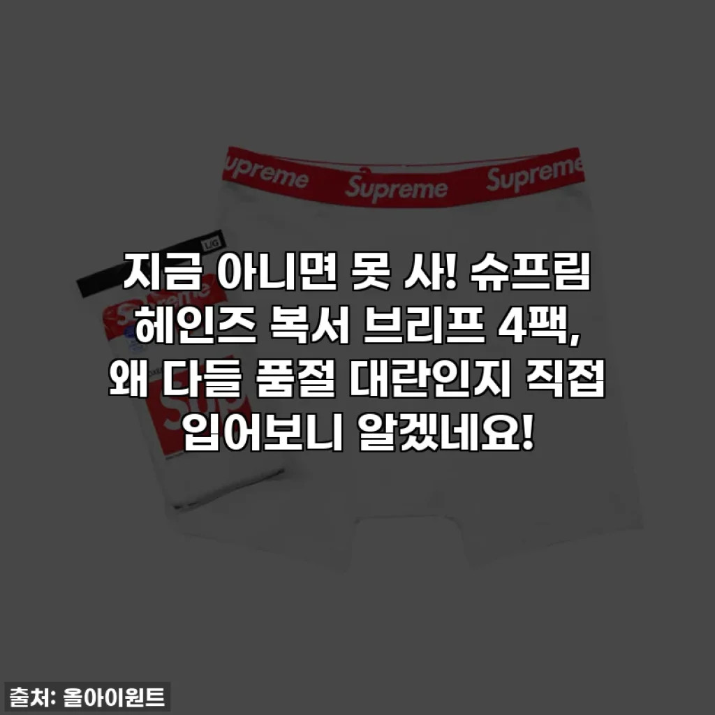 지금 아니면 못 사! 슈프림 헤인즈 복서 브리프 4팩, 왜 다들 품절 대란인지 직접 입어보니 알겠네요!