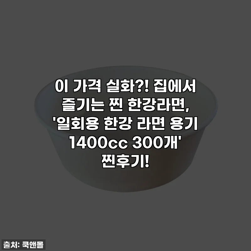 이 가격 실화?! 집에서 즐기는 찐 한강라면, '일회용 한강 라면 용기 1400cc 300개' 찐후기!