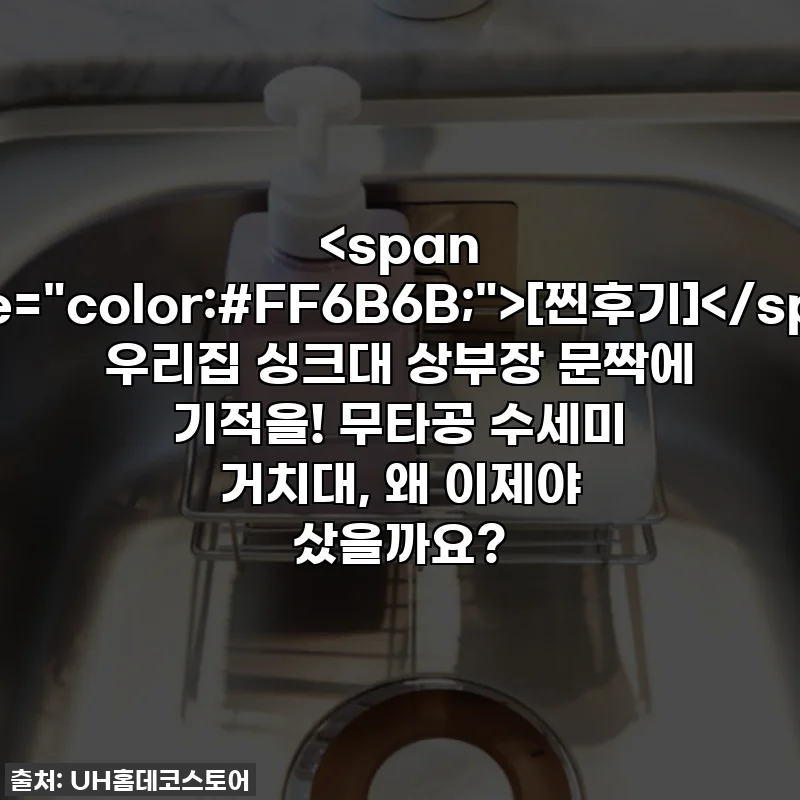 [찐후기] 우리집 싱크대 상부장 문짝에 기적을! 무타공 수세미 거치대, 왜 이제야 샀을까요?