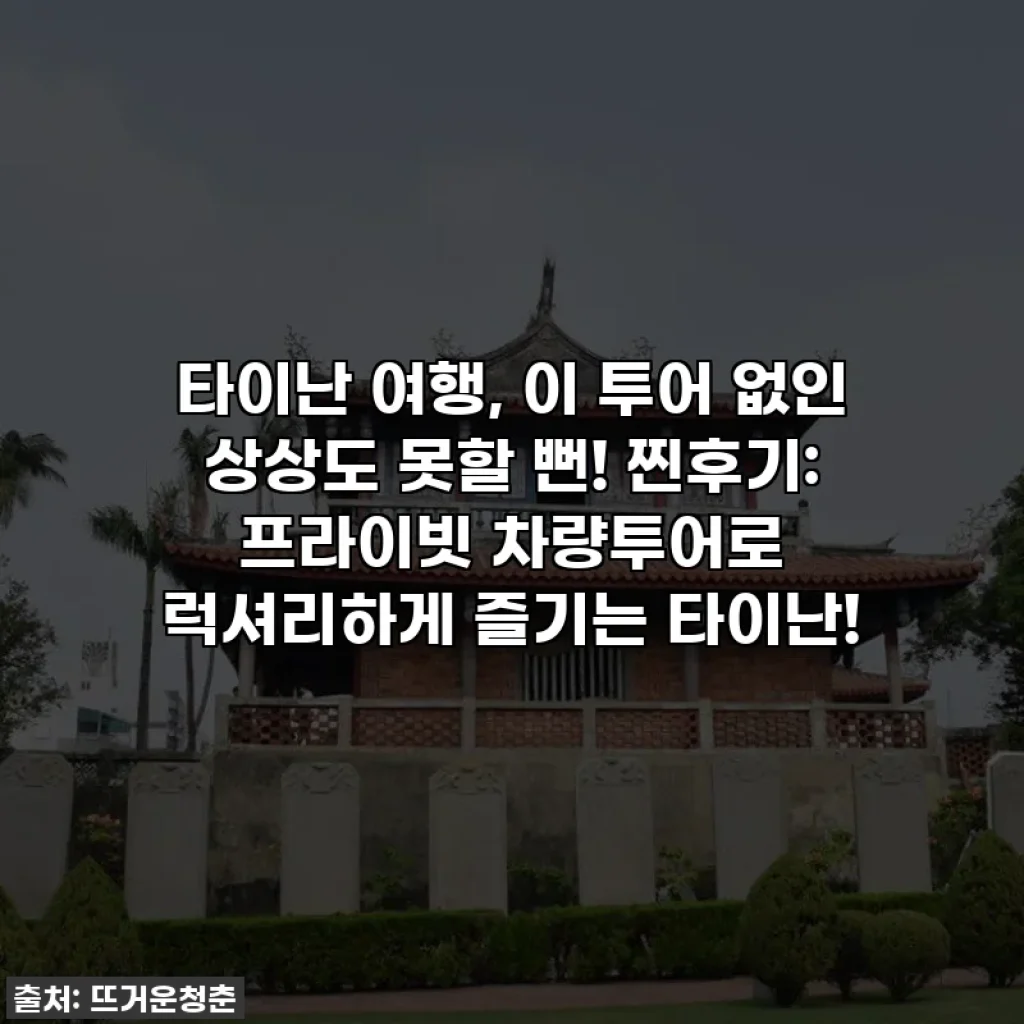 타이난 여행, 이 투어 없인 상상도 못할 뻔! 찐후기: 프라이빗 차량투어로 럭셔리하게 즐기는 타이난!