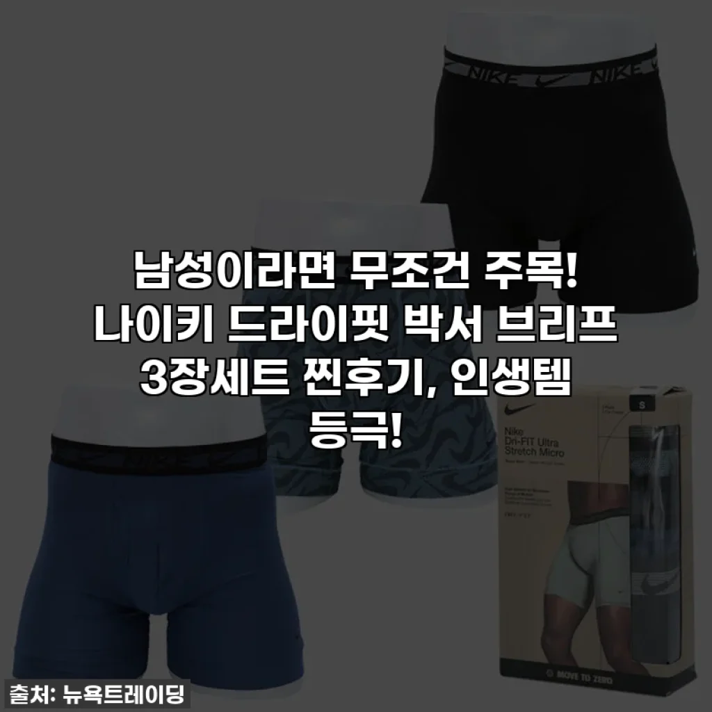남성이라면 무조건 주목! 나이키 드라이핏 박서 브리프 3장세트 찐후기, 인생템 등극!