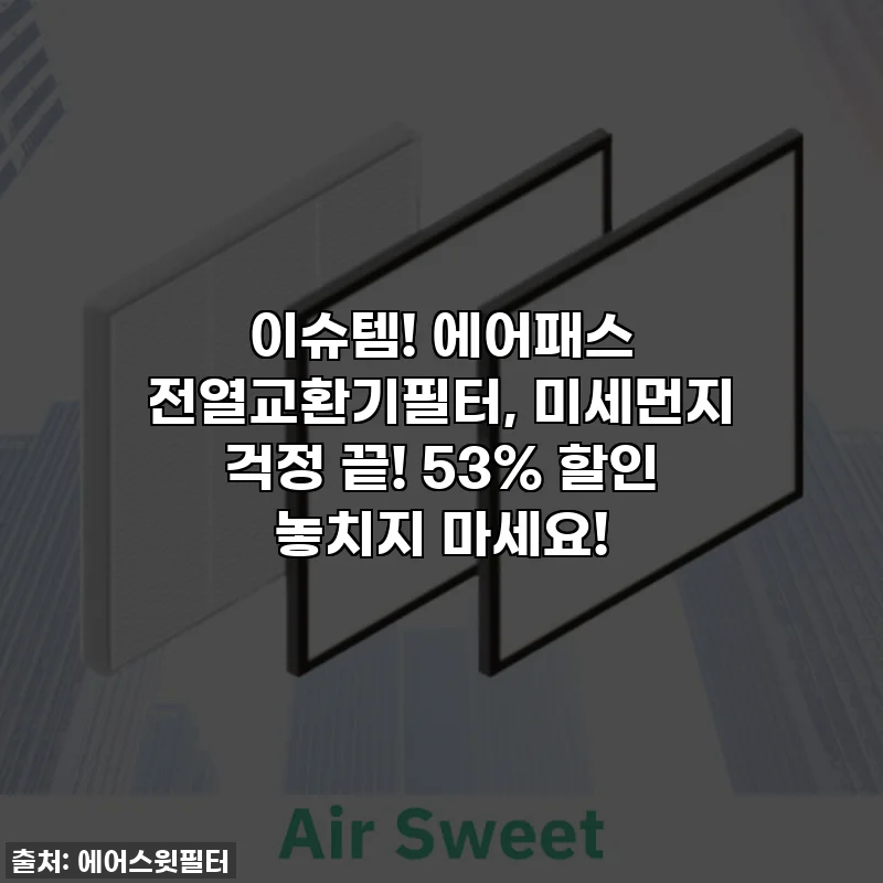 이슈템! 에어패스 전열교환기필터, 미세먼지 걱정 끝! 53% 할인 놓치지 마세요!