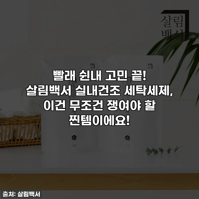 빨래 쉰내 고민 끝! 살림백서 실내건조 세탁세제, 이건 무조건 쟁여야 할 찐템이에요! ✨