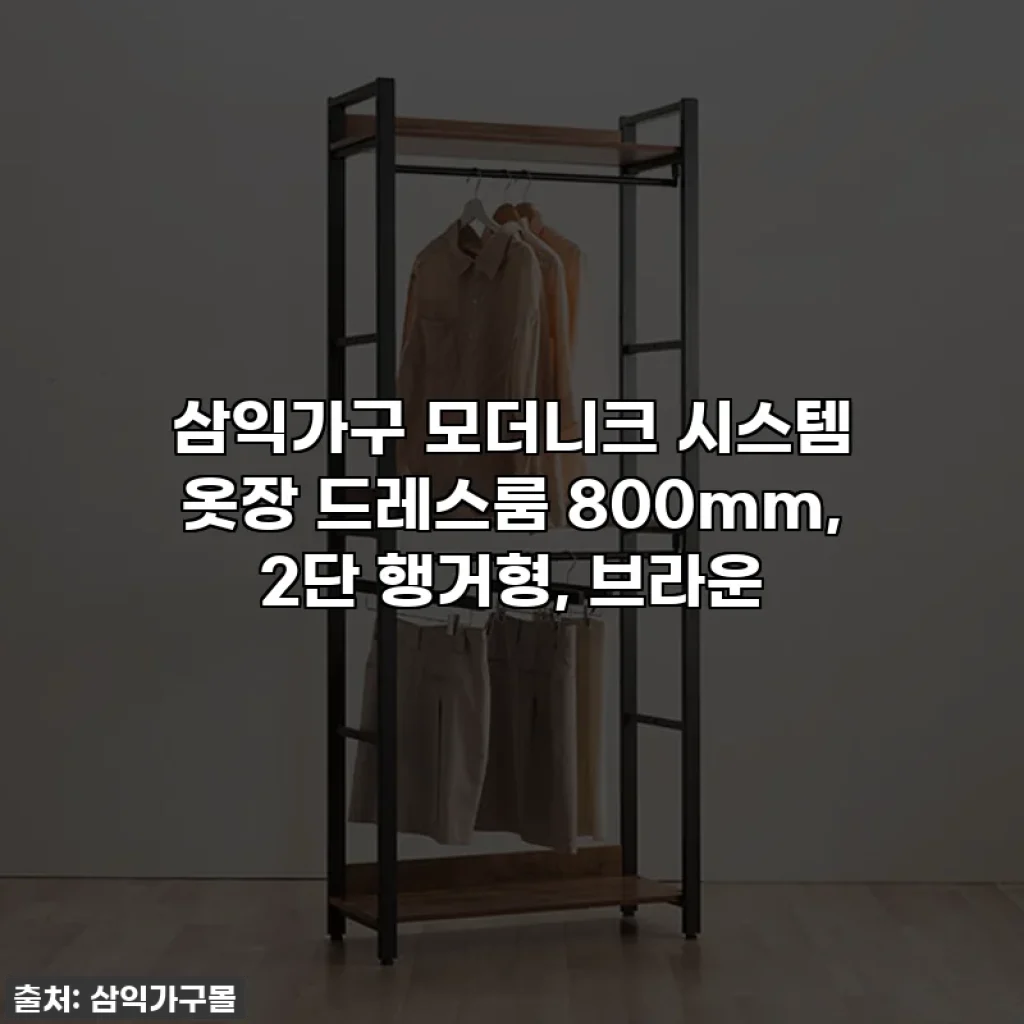 삼익가구 모더니크 시스템 옷장 드레스룸 800mm, 2단 행거형, 브라운