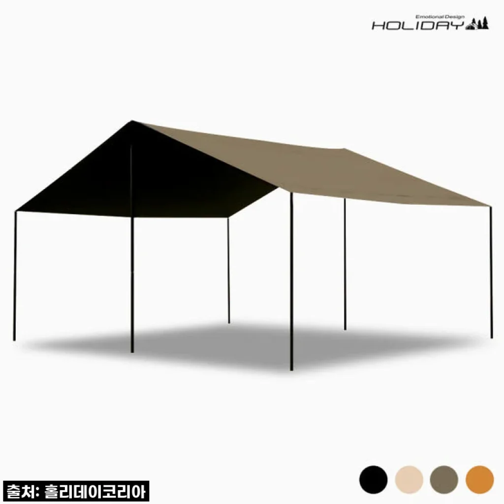 캠핑 홀리데이 대형 블랙코팅 300D 렉타 타프 스킨, 폭우와 강풍도 끄떡없는 비밀병기!