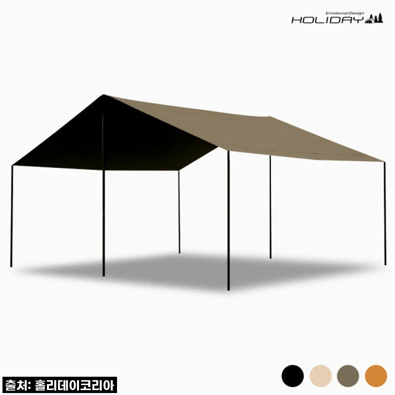 캠핑 홀리데이 대형 블랙코팅 300D 렉타 타프 스킨, 폭우와 강풍도 끄떡없는 비밀병기!