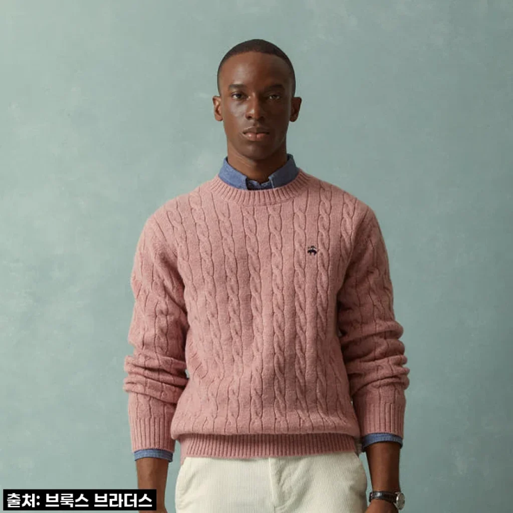 따뜻한 감성이 스며든 겨울룩 완성! 브룩스브라더스 셔틀랜드 케이블 풀오버 (핑크) 솔직 후기