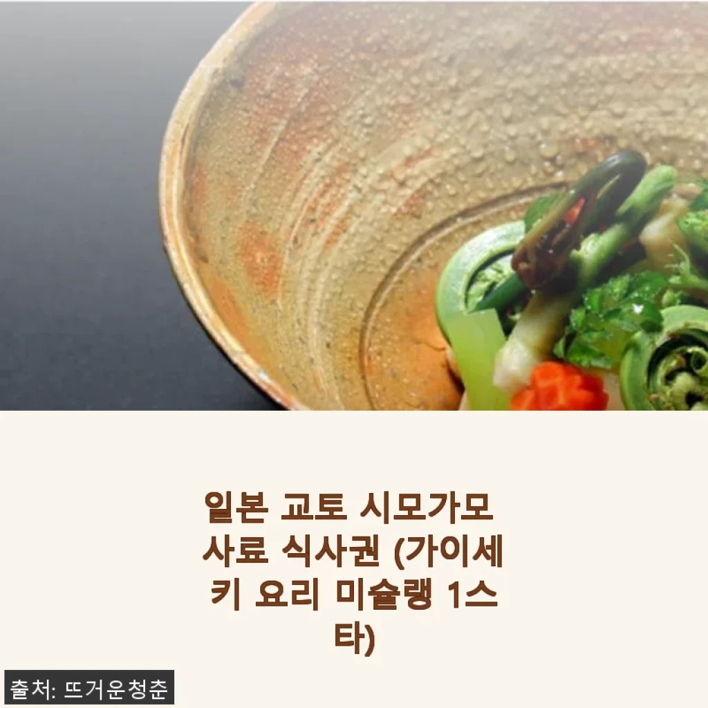 일본 교토 시모가모 사료 식사권 사용 후기 – 미슐랭 1스타 가이세키 요리의 특별한 경험