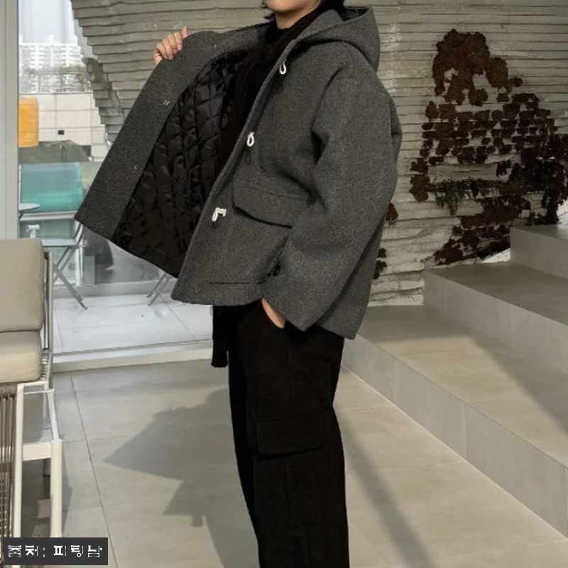 남자 캐시디 오버핏 겨울 하프 울 후 관련 이미지 5
