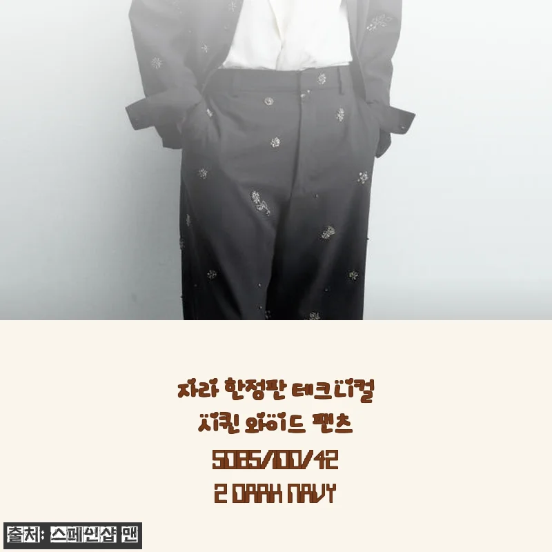 자라 한정판 테크니컬 시퀸 와이드 팬츠 DARK NAVY 사용후기