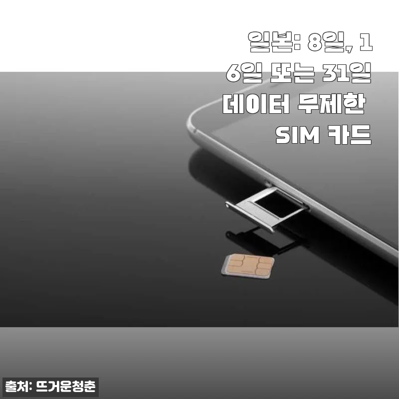 일본 8일·16일·31일 데이터 무제한 SIM 카드 사용후기