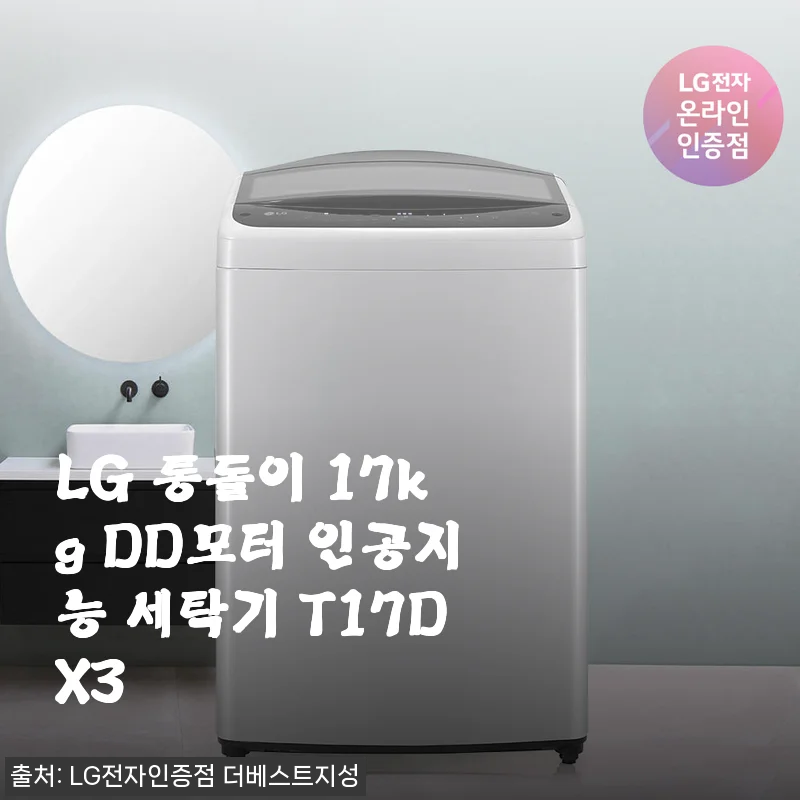LG 통돌이 17kg DD모터 인공지능 세탁기 T17DX3 사용후기